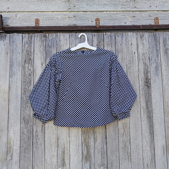 Womens Sz XS Cottagecore Polka Dot Balloon/Puff Sleeve 3/4 Sleeve Blouse Crew - Picture 1 of 5